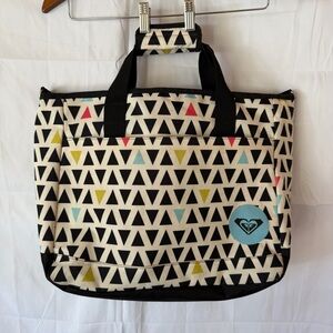 Roxy Multicolor Geometric Polyester Messenger Bag Laptop Tote Carry-on Y2K *READ